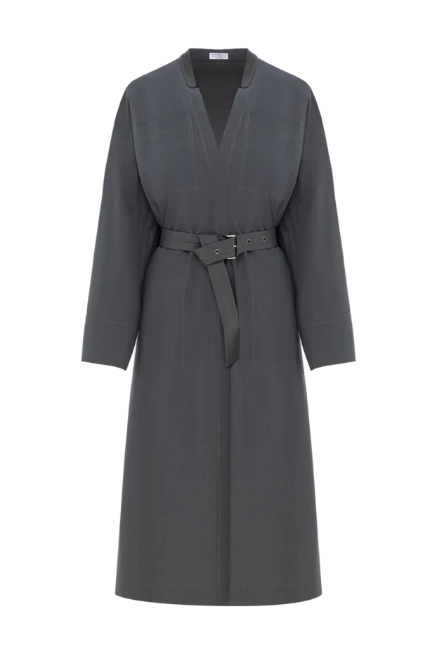 Grey cotton midi wrap dress with belt