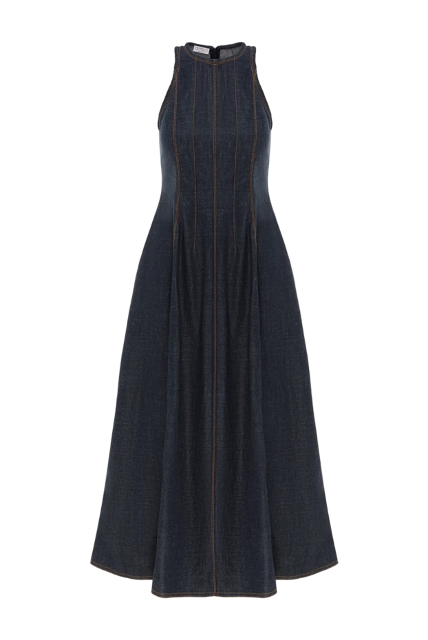 Brunello Cucinelli denim maxi dress sleeveless blue 188371 - photo 1