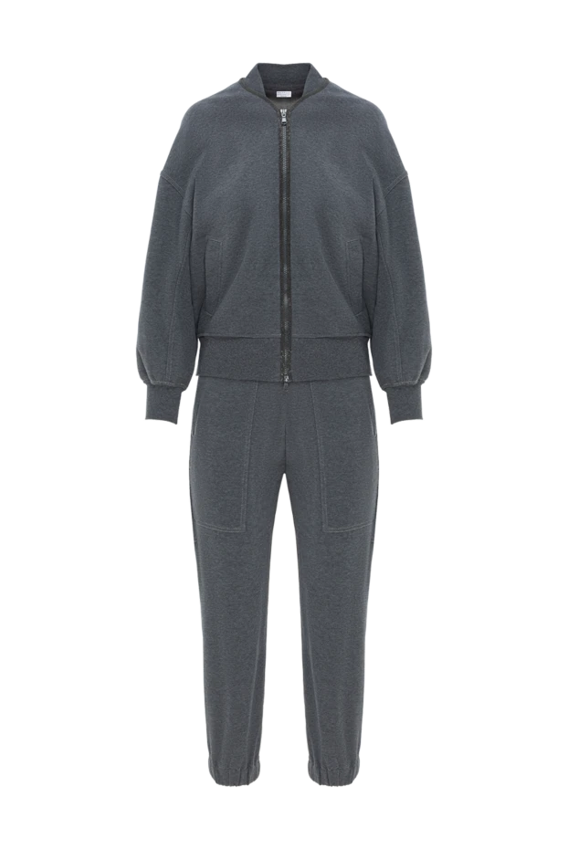 Gray women's cotton tracksuit decorated with a monili chain