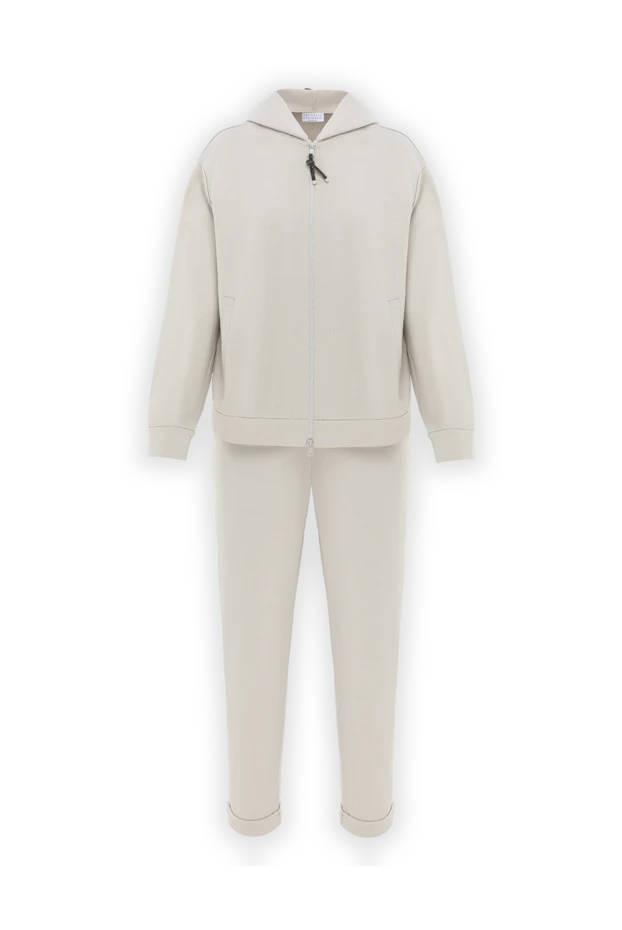 Brunello Cucinelli elegant beige women's walking suit decorated with a monili chain 188386 - photo 1