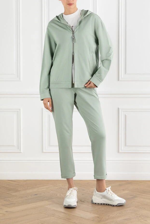 Brunello Cucinelli green women's tracksuit made of cotton fleece with a hood 188389 - photo 2