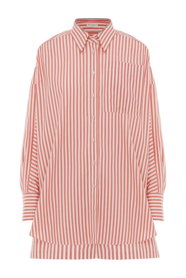 Red suit with loose-fitting shorts made of cotton and silk striped - photo 1