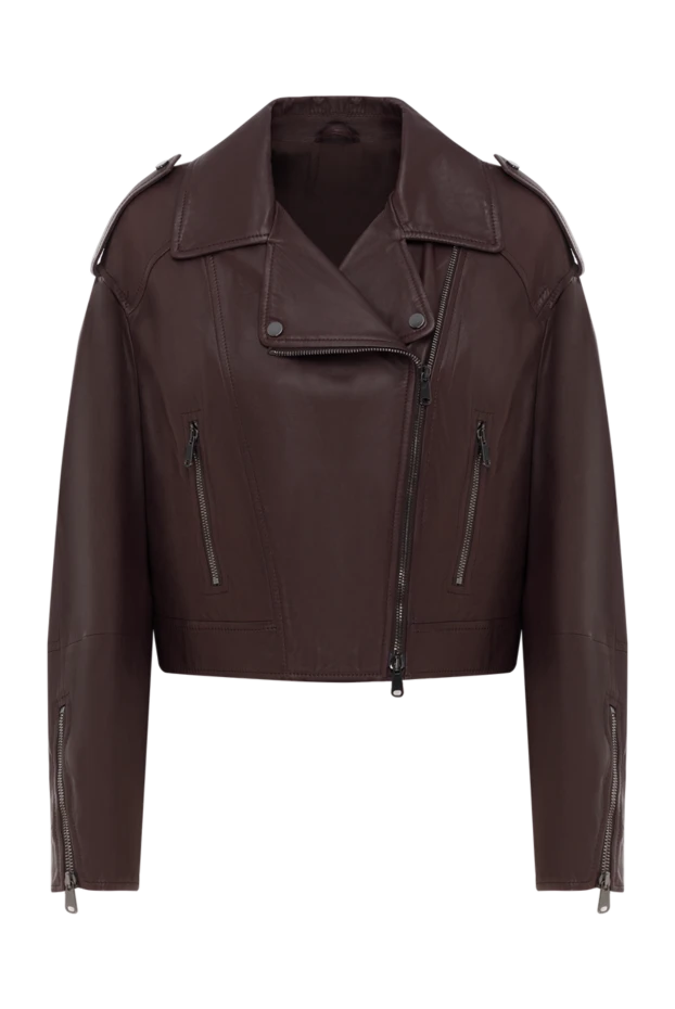 Biker leather jacket brown women - photo 1