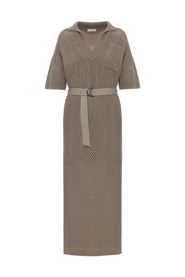 Beige crochet midi dress with belt - photo 1
