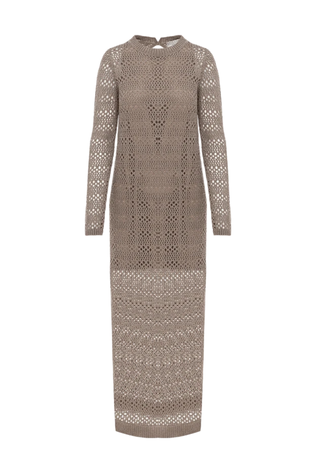 Brunello Cucinelli beige linen silk mesh midi dress with slits 188411 - photo 1