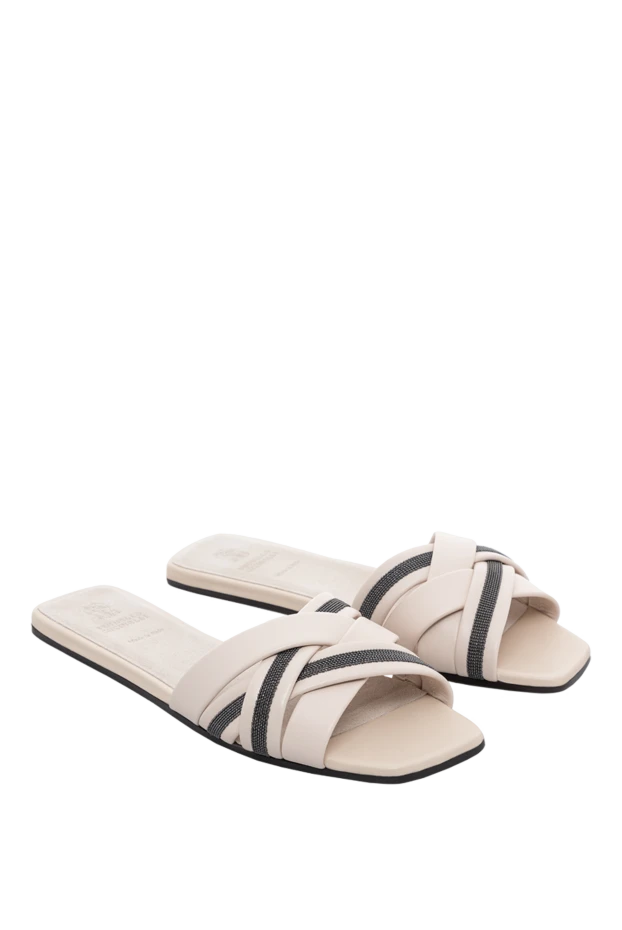 Сандалії бежеві жіночі зі шкіри з ланцюжком Monili - фото 2