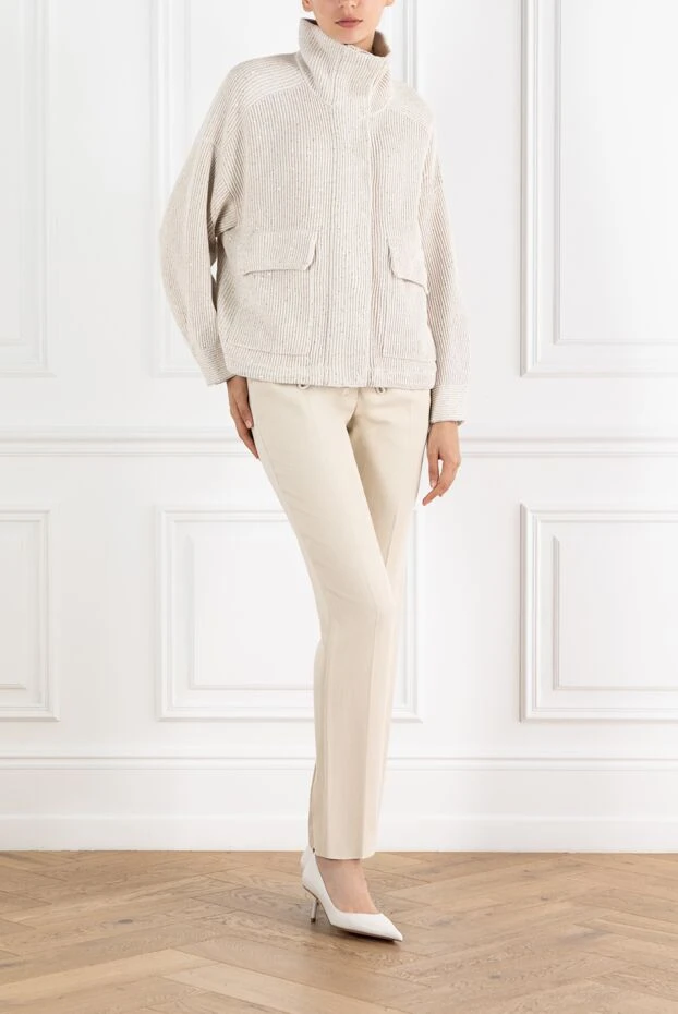 Brunello Cucinelli beige ribbed cardigan with cotton patch pockets 188426 - photo 2