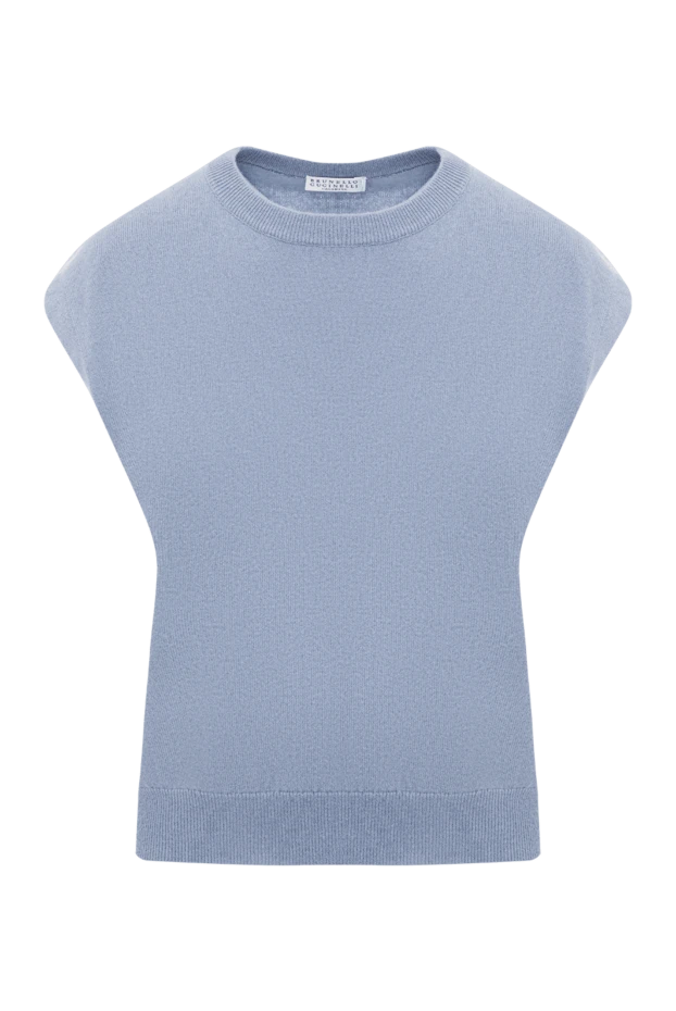 Brunello Cucinelli blue cashmere vest sweater with monile chain 188439 - photo 1