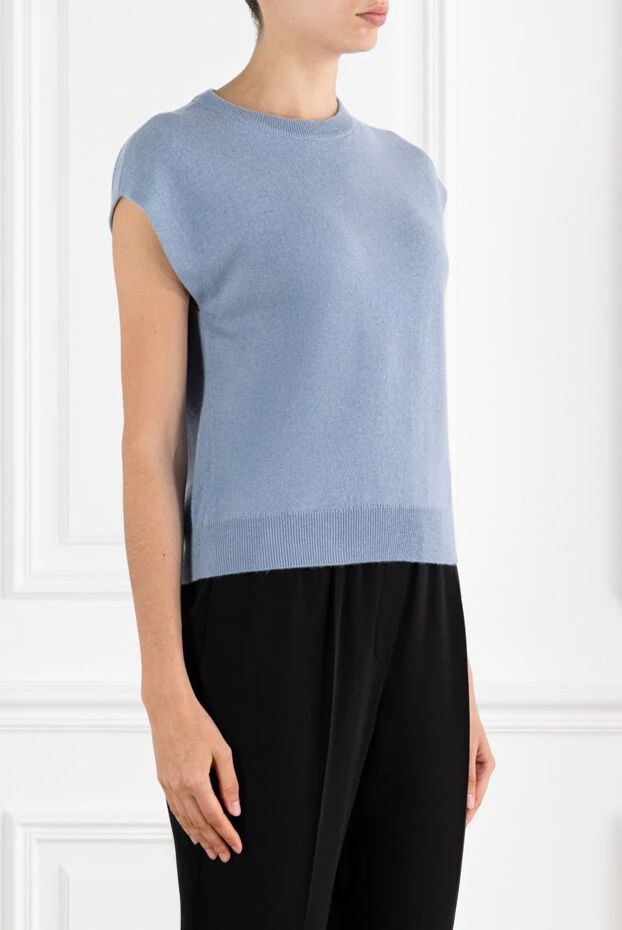 Brunello Cucinelli blue cashmere vest sweater with monile chain 188439 - photo 3