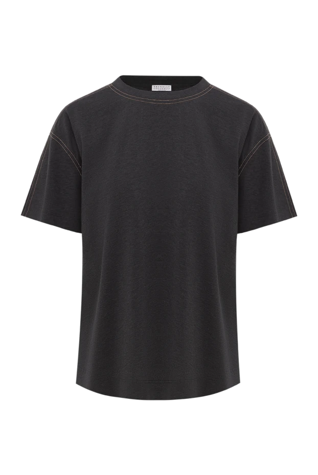 Brunello Cucinelli dark grey cotton t-shirt with contrast stitching 188444 - photo 1