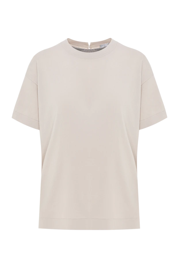 Brunello Cucinelli beige women's cotton t-shirt with monile chain (markdown) 197954 - photo 1