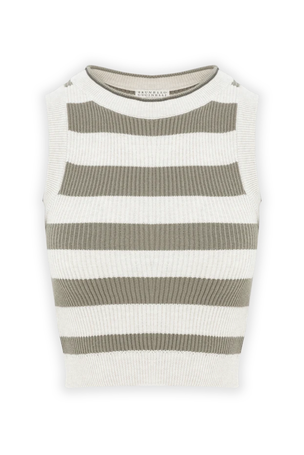 Brunello Cucinelli cropped cotton top with ribbed stripe texture 188451 - photo 1