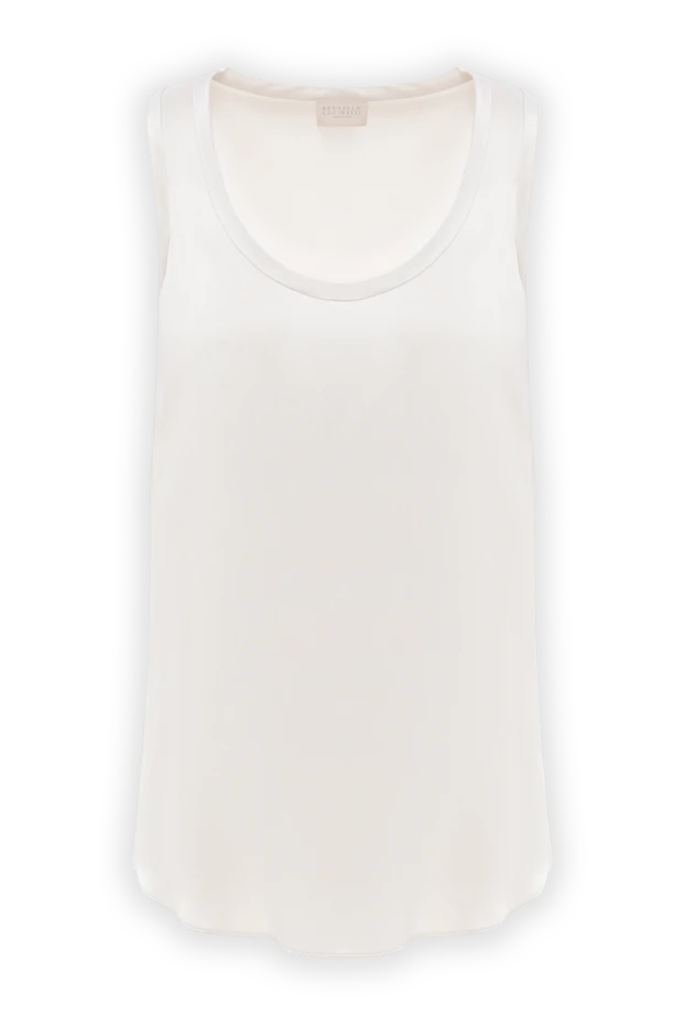 Reversible top made of elastic silk satin beige