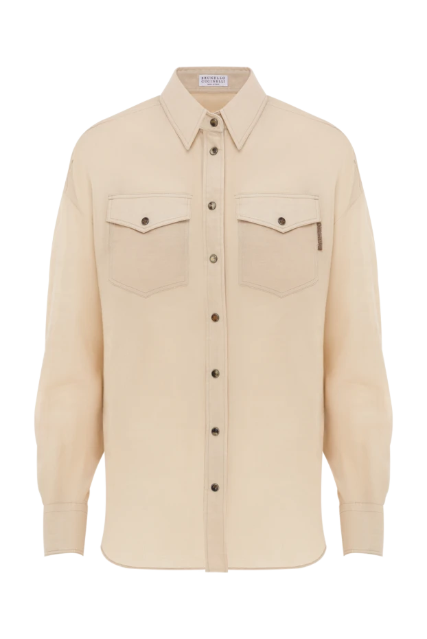 Brunello Cucinelli beige shirt with contrast buttons and monili chain 188463 - photo 1