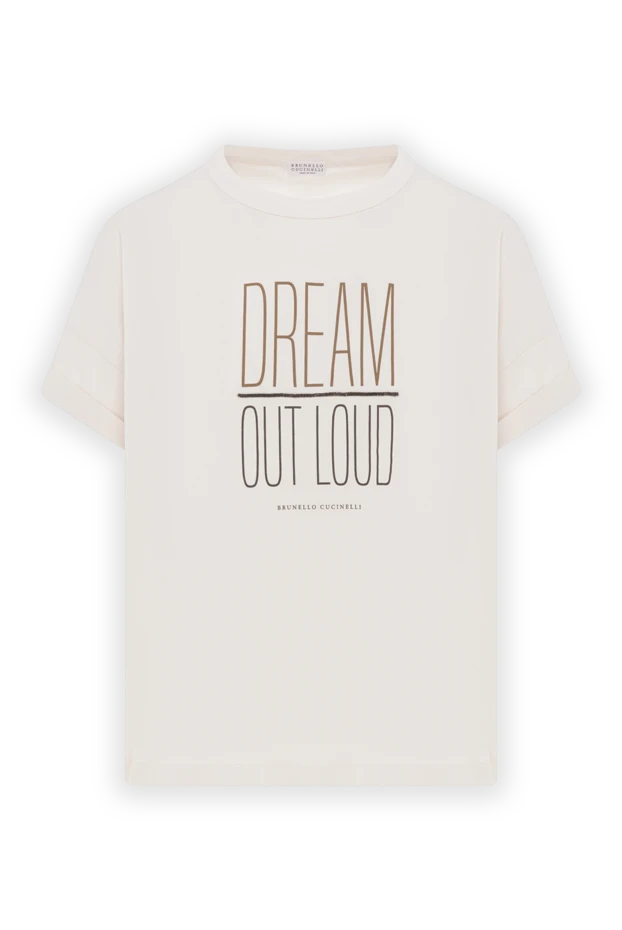 Brunello Cucinelli cotton t-shirt with dream out loud print beige women's 188472 - photo 1