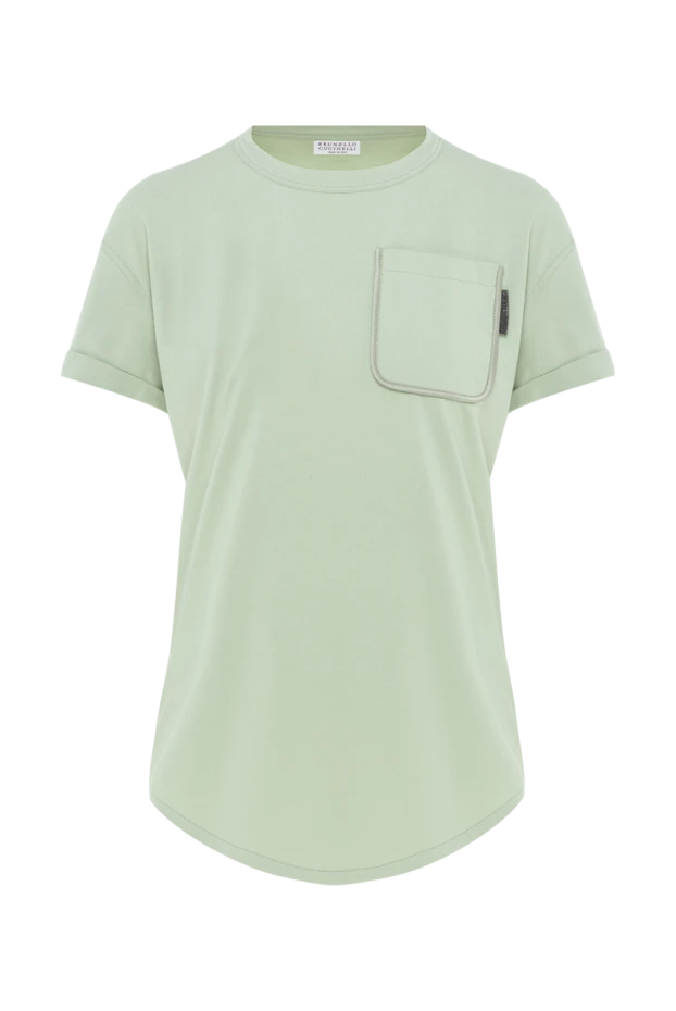 Brunello Cucinelli women's green cotton t-shirt with chest pocket 188476 - photo 1