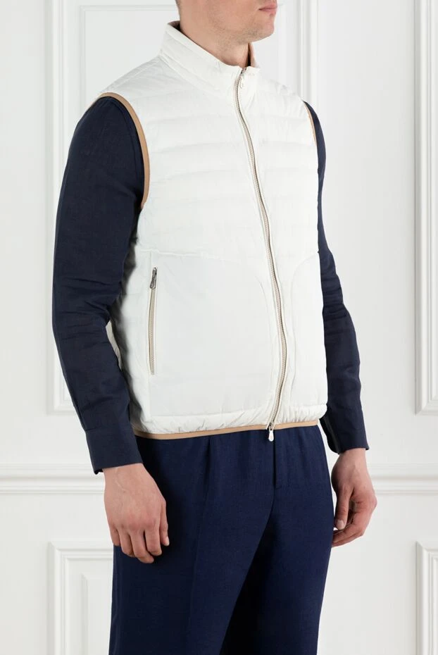 Brunello Cucinelli men's white quilted vest with zip trim 188675 - photo 3