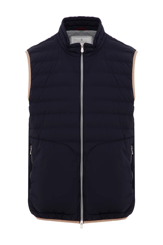 Men's Blue Quilted Vest with Zip Trim - photo 1