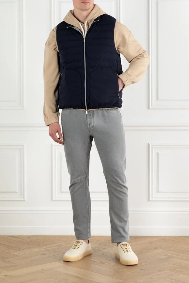 Brunello Cucinelli men's blue quilted vest with zip trim 188676 - photo 2