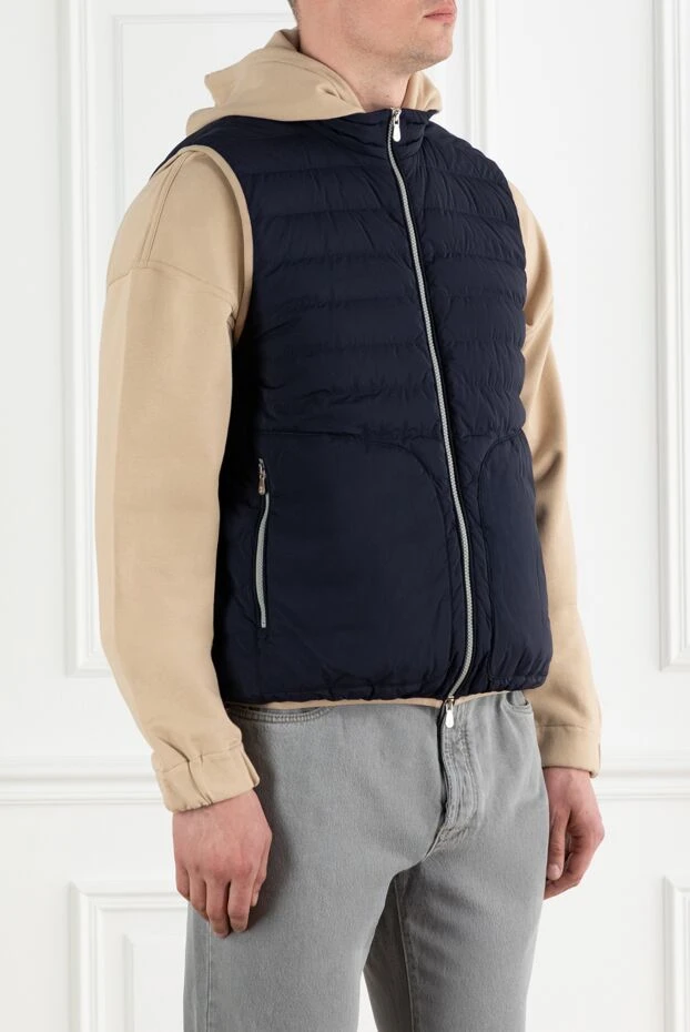 Brunello Cucinelli men's blue quilted vest with zip trim 188676 - photo 3