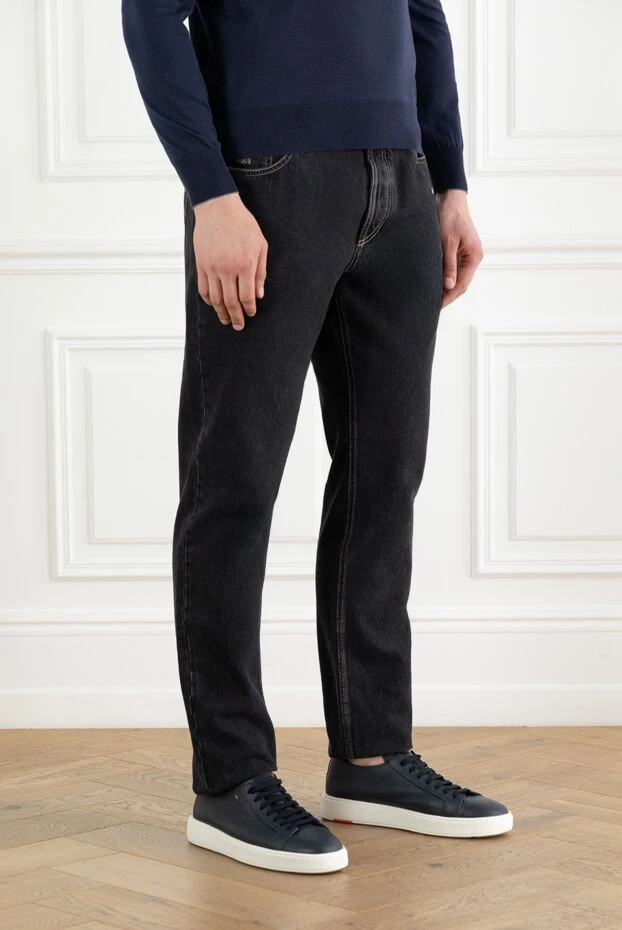 Brunello Cucinelli men's black five pocket cotton jeans 188684 - photo 3