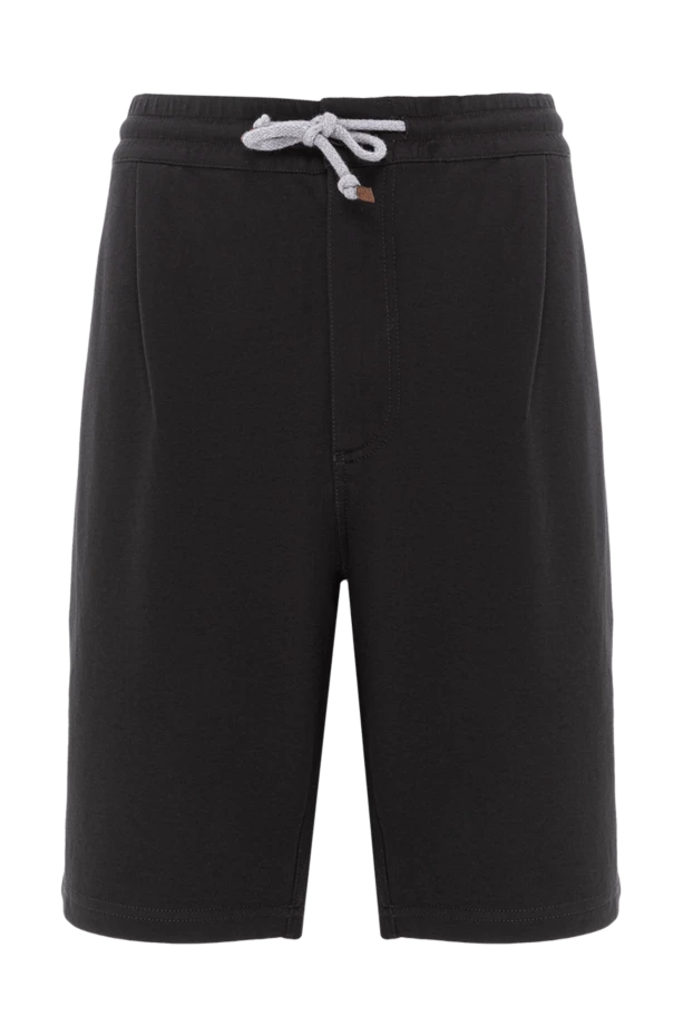 Brunello Cucinelli шорти з куліскою та прямим кроєм із чорного трикотажу 188691 - фото 1