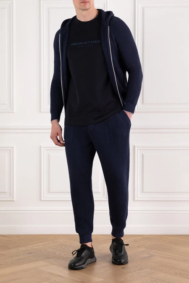 Brunello Cucinelli men's t-shirt dark blue with print dream out loud 188711 - photo 2
