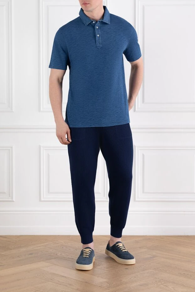 Brunello Cucinelli men's blue cotton polo shirt 188744 - photo 2