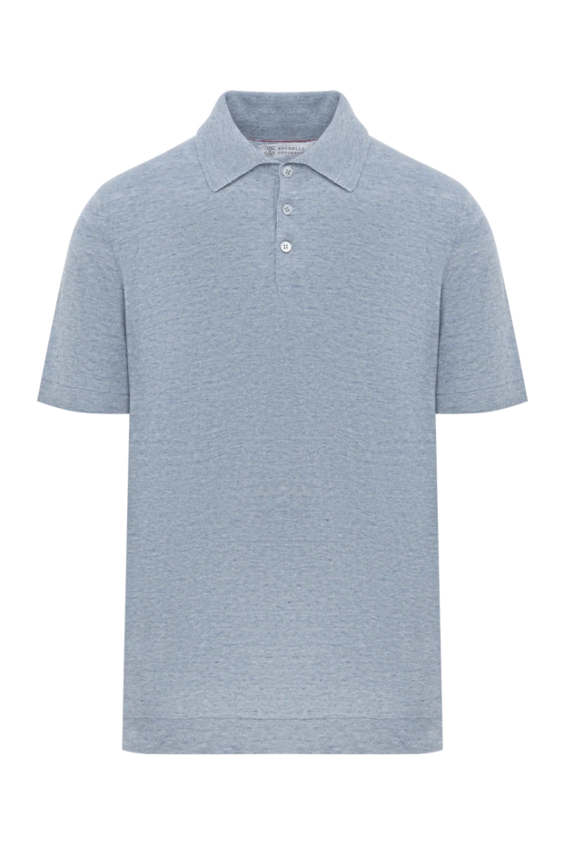 Men's Blue Melange Cotton Polo Shirt