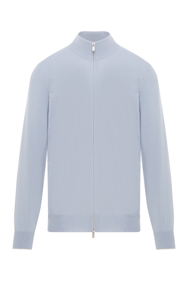 Brunello Cucinelli blue cashmere men's cardigan with zipper 188756 - photo 1