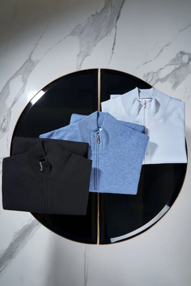 Brunello Cucinelli cashmere turtleneck trouser with half zip fastening in blue 188762 - photo 3