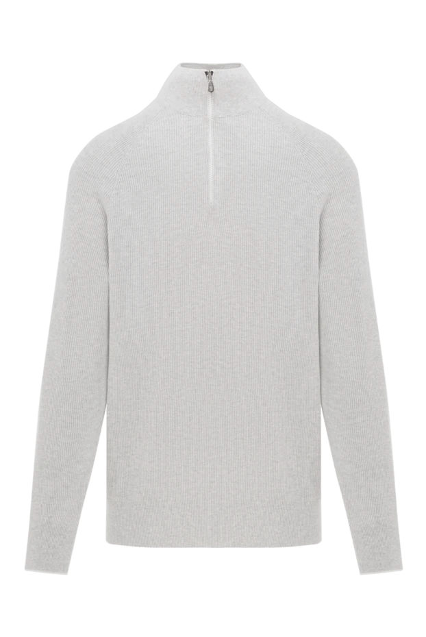 Cashmere turtleneck trouser with half zip in grey