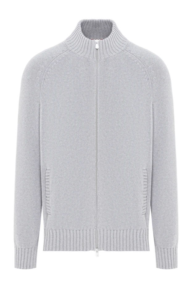 Brunello Cucinelli men's knitted cardigan gray with zipper made of cotton 188766 - photo 1