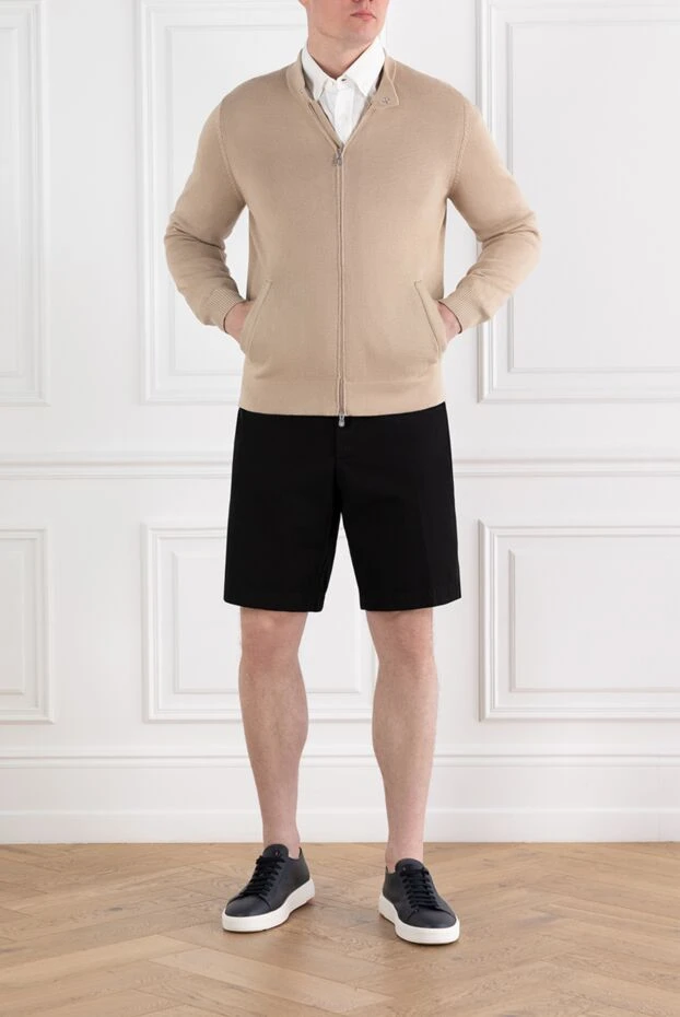 Brunello Cucinelli бежевий кардиган на блискавці з бавовни з коміром на кнопці 188767 - фото 2