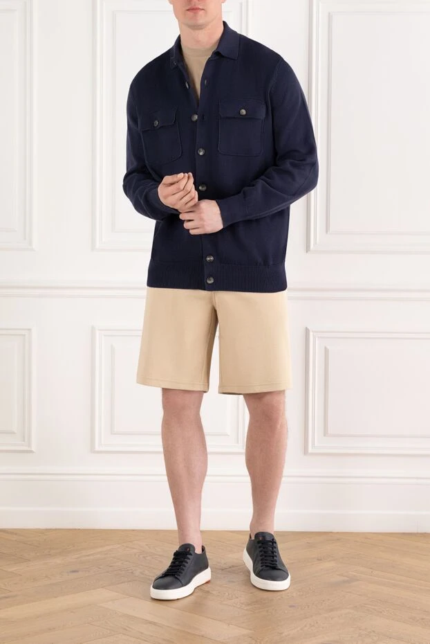 Brunello Cucinelli blue cotton knit cardigan with patch pockets 188777 - photo 1