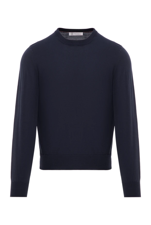 Brunello Cucinelli джемпер с длинным рукавом синий мужской из хлопка 188781 - фото 1