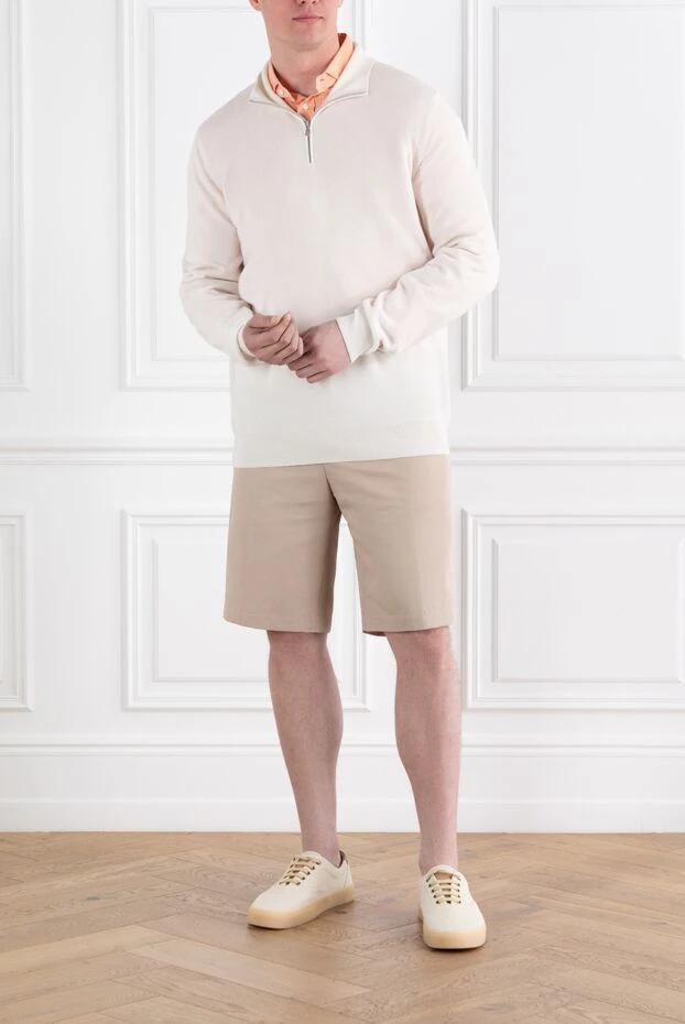 Brunello Cucinelli cashmere turtleneck trouser with half zip white 188782 - photo 2