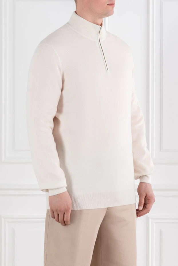 Brunello Cucinelli cashmere turtleneck trouser with half zip white 188782 - photo 3