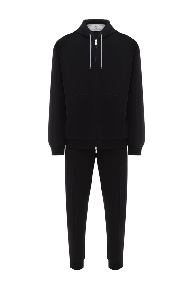 Men's knitted tracksuit black with hood - photo 1