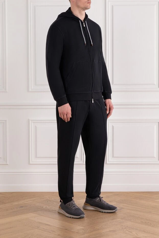 Brunello Cucinelli спортивный костюм мужской трикотажный черный с капюшоном 188817 - фото 3
