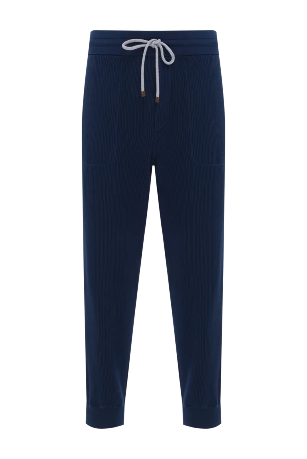 Men's Navy Blue Ribbed Drawstring Trousers