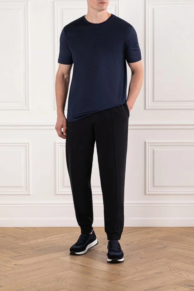 Brunello Cucinelli мужские спортивные брюки чёрные с эластичным поясом 188834 - фото 2