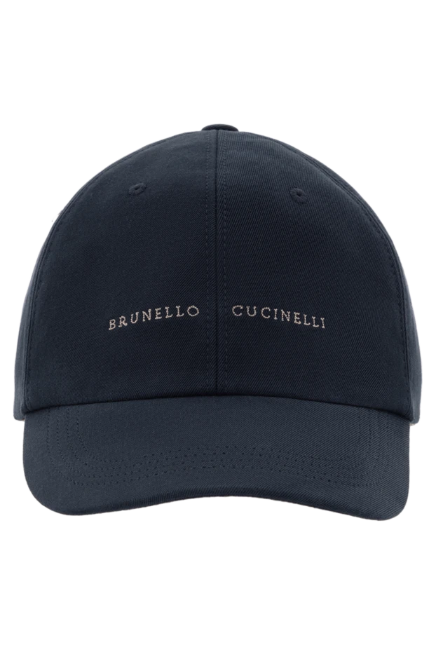 Baseball cap with embroidered logo blue men's cotton