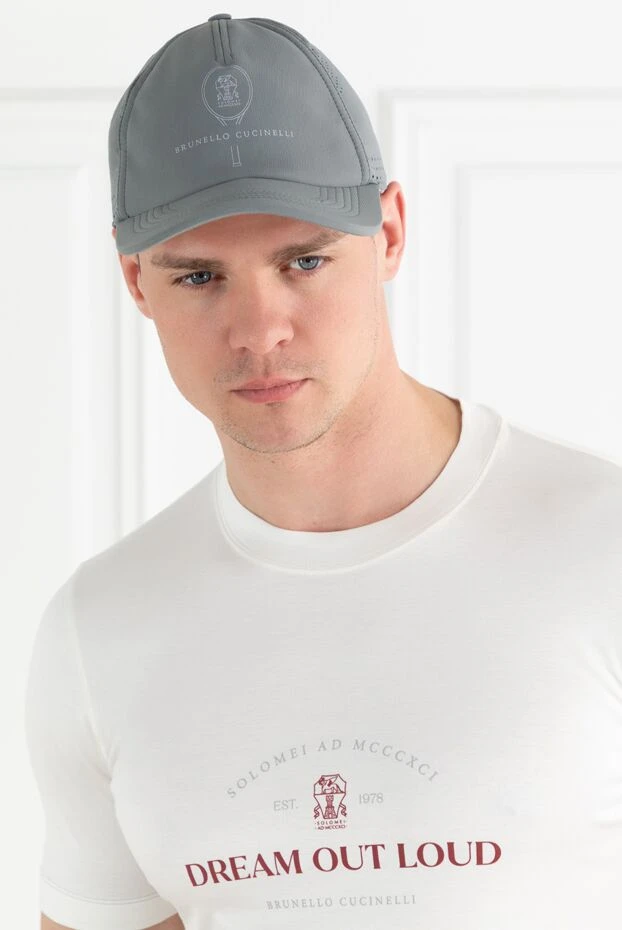 Brunello Cucinelli elastic nylon baseball cap with logo gray 188843 - photo 2