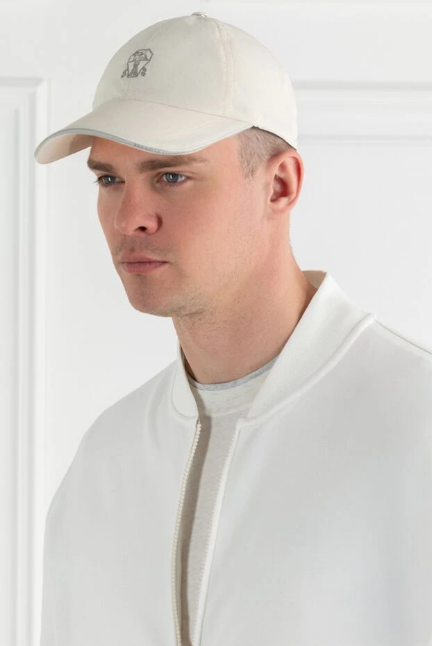 Brunello Cucinelli baseball cap with embroidered logo white men's 188844 - photo 2