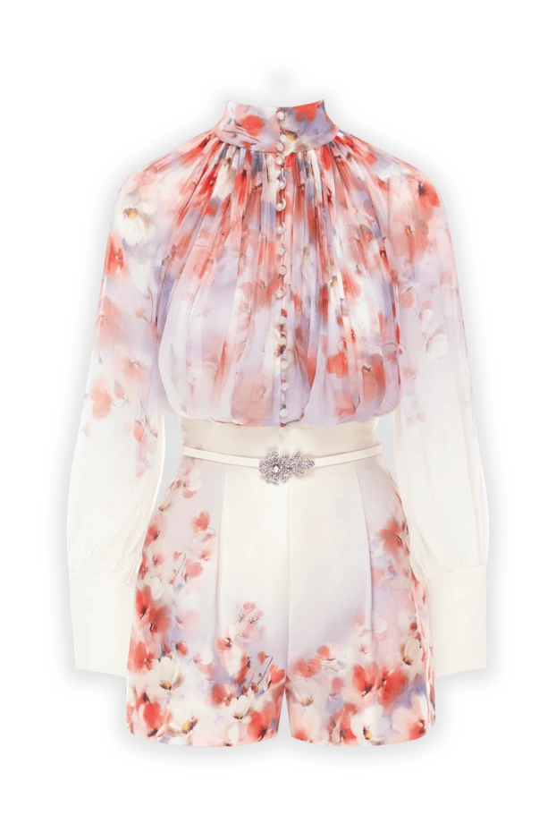 Zimmermann women's crush smock blouse and shorts suit in scarlet floral motifs 188853 - photo 1