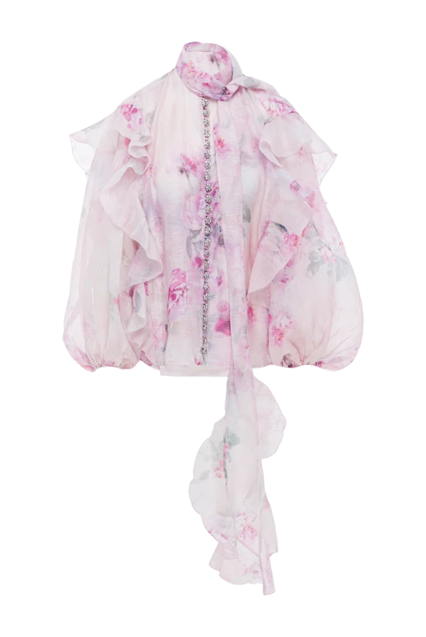 Блузка Crush Tie Neck с оборками в розовом цветочном стиле - фото 1
