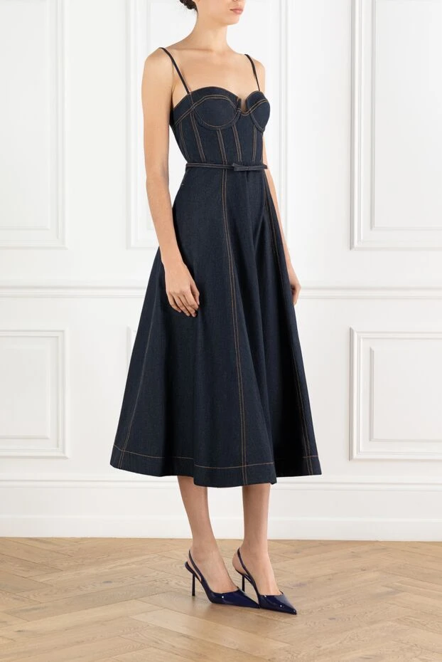 Zimmermann платье-корсет crush denim из хлопка синее 188863 - фото 3