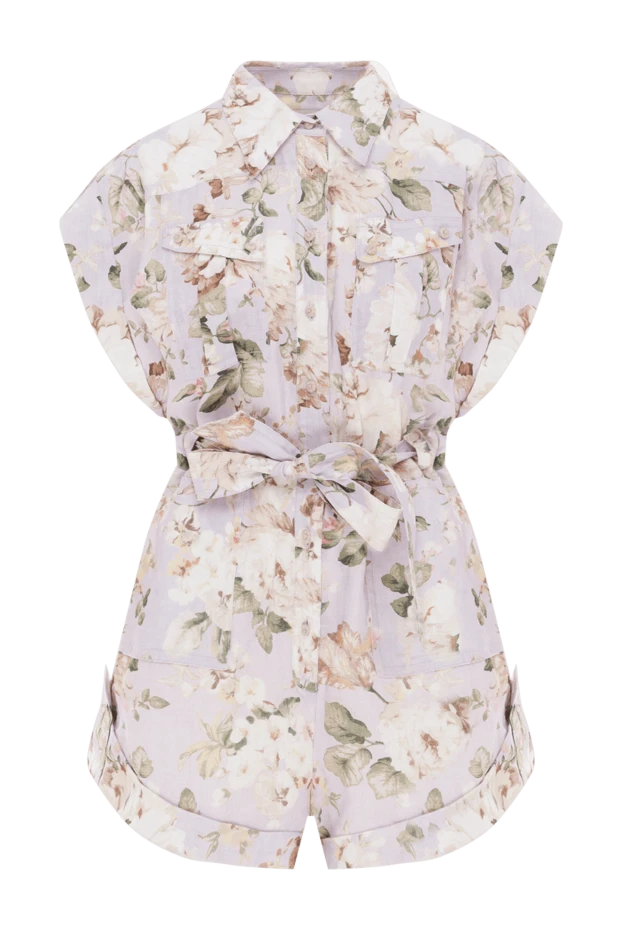 Linen jumpsuit with floral print for women - photo 1