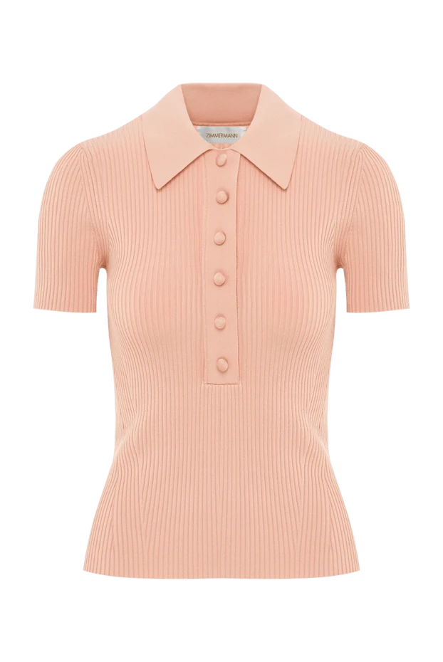 Orange Ribbed Polo Neck Short Sleeve Top - photo 1